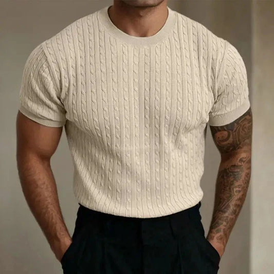 LOUKE - Camisa de Verão Casual em Malha Masculina